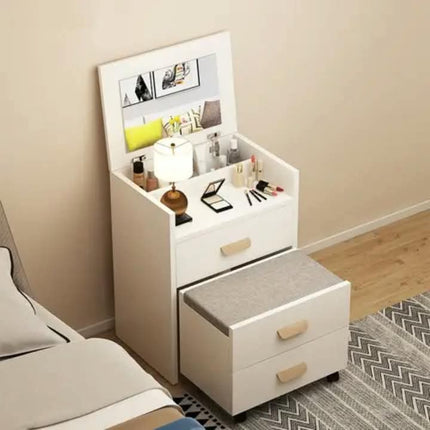 Nordic Simple Style White Small Dresser Mirrored NightStand Bedside Table With Drawer For Bedroom Living Room