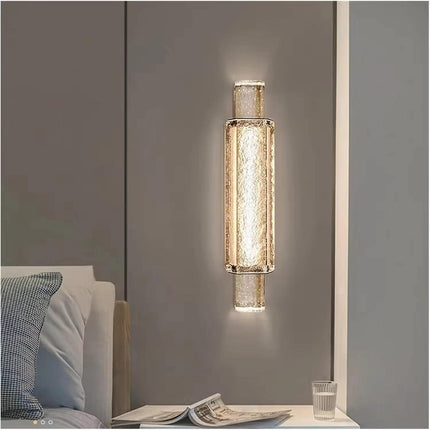 Transparent Crystal Glazed Wall Lamp with LED Source - Creative Stainless Steel Light for Hotel Lobby Aisle Living Room Bedroom
