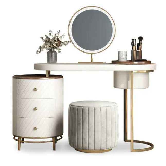 Modern Bedroom Furniture Make Up Table Set Make Up Vanity Table Gold Metal Frame Dressing Table