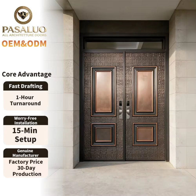 2026 OEM PSL New Type Modern Iron Residential Home Villa Entrance Security Front Entry Exterior Doors For Houses