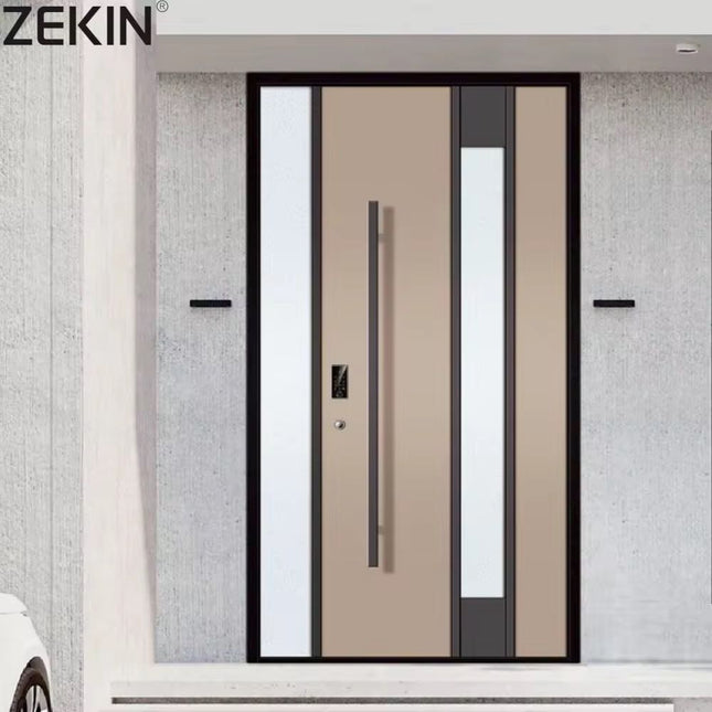 ZEKIN Aluminum Security Door Aluminum Armoured Front Entry Door Security Doors Anti-Theft Heat Insulation For Family House