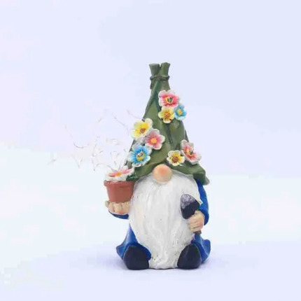 Solar-Powered Hand-Painted Resin Garden Gnome Figurine With Cartoon Design For Gardens Courtyards Living Room & Balconies