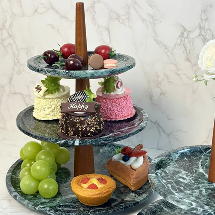 Customized Two-Layer Three-Layer Marble Fruit Tray Jewelry Cosmetics Snacks Storage Green Cake Stand Wedding