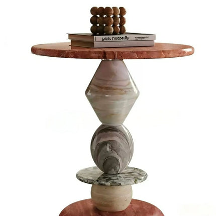 Luxury Round Corner Table Furniture Designer's Style Villa Living Room Sofa Marble Side Table Hotel Bedroom Bed Side Tables
