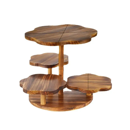 4 Tier Round Cupcake Tower Stand Wooden Cake Stand Rustic Cupcake Stand