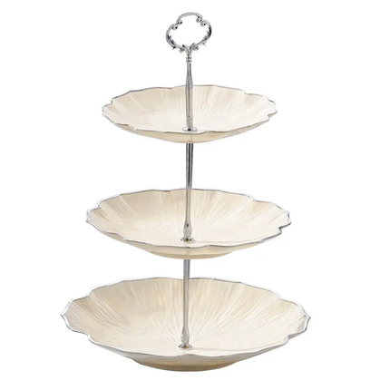 Classic Eco-Friendly Ceramic 3-Tier Dessert Display Stand Cake Stand Wedding Party Dinner Plate Hotels Fruit Plates