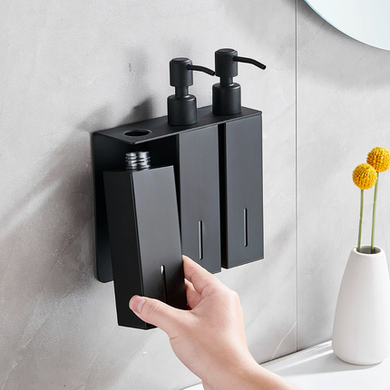 OEM Modern Stainless Steel 500ml Liquid Soap Dispenser Wall-Mounted Shower Shampoo Gel Dispenser Bathroom Accessories Metal Cup