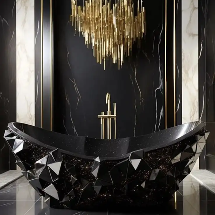 Chic Crystal-Trimmed Durable Metal Aluminum Modern Bathtub With Irregular Shape For High-End Romantic Getaways