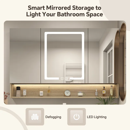 Modern hotel & villa use bathroom vanity with single/double sink floating wood cabinet with smart mirror Eco-friendly design