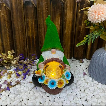Waterproof Solar-Powered Elderly Statue Decoration LED Garden Gnome Resin Outdoor Lawn Yard Light Faceless Goblin