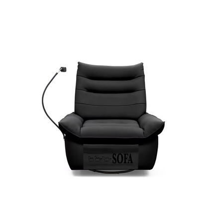 Contemporary Mid-Century Inspired Ergonomic Tiered-Cushion Pedestal Swivel Power Motion Reclining Lounge Chair