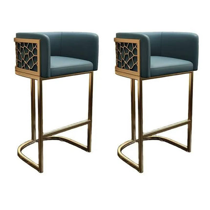 Modern Velvet Bar Stool with Gold Metal Frame For Hotel and Commercial Use
