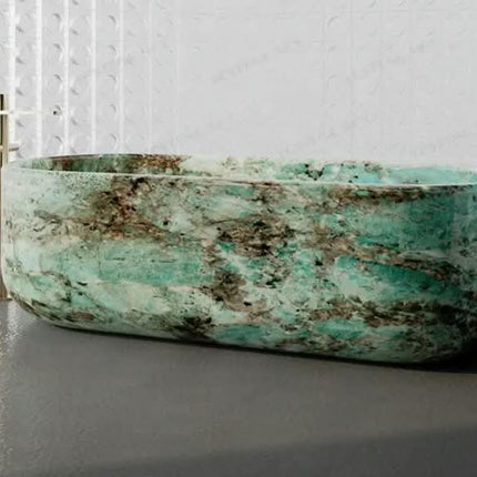 Modern Minimalist Natural Marble Bathtub Full Solid Stone Freestanding Soaking Tub For Villa Hotel Bathroom Decoration