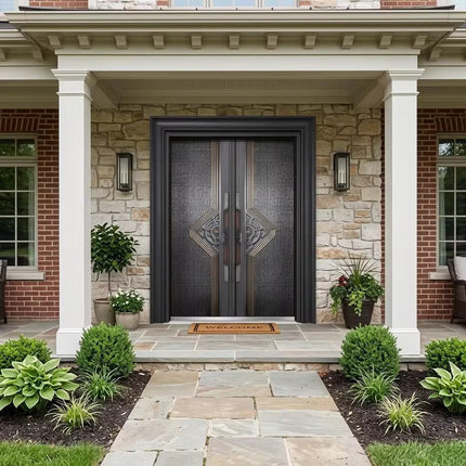 Customizable Copper-Aluminum-Steel Modern Design Anti-Theft Front Entrance Metal Security Door Entry Door For Villas