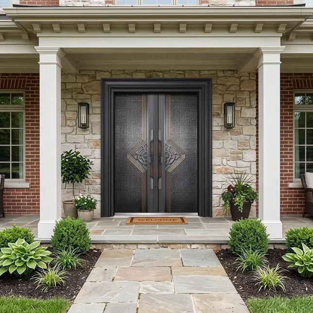Customizable Copper-Aluminum-Steel Modern Design Anti-Theft Front Entrance Metal Security Door Entry Door For Villas