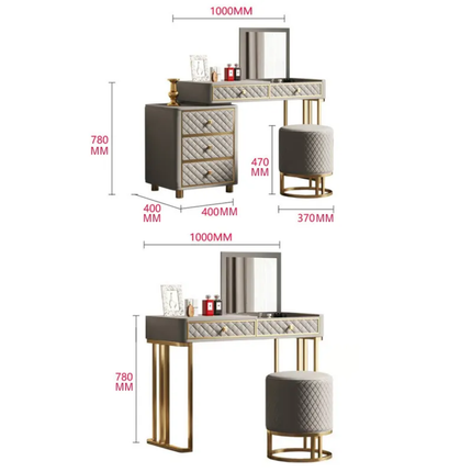 High Class Leather Dressing Table With Mirror Designs Dresser Luxury Bedroom Vanity Makeup Vanity Table Set