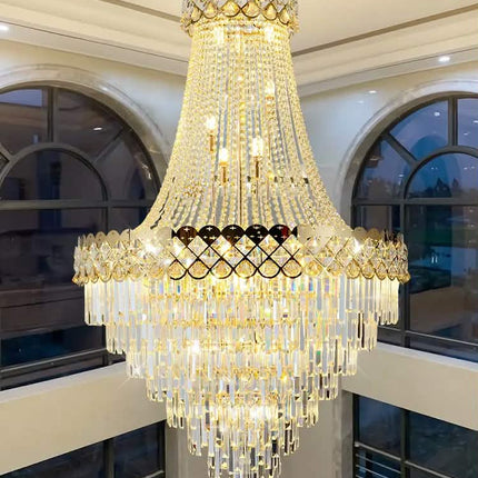 American Leaf Pendant Lights Gold Luxury Designer Villa Hotel Living Room Decorative Lamp Modern Crystal Led Chandelier