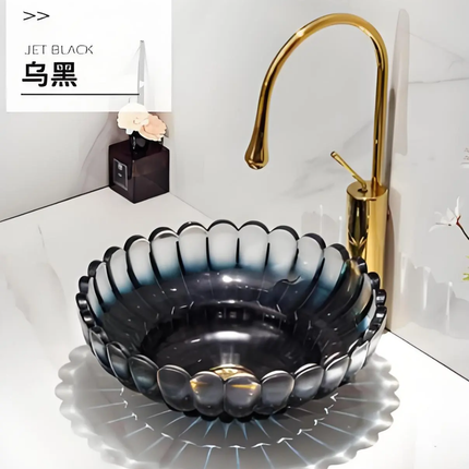 New Arrival Artistic Tempered Glass Washbasin – Oval Countertop Design, Colorful Single Bowl with Custom Color Options, Factory Direct Supply