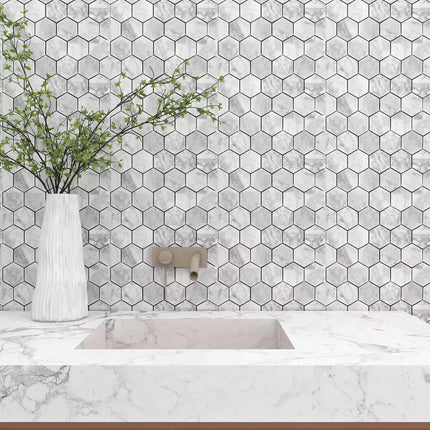 Luxury 300x300 Series Marble Wall Stone Patterns Hexagon Mosaic Tile