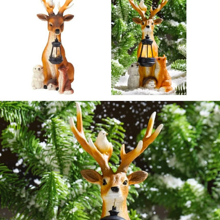 Forest Theme Family Deer LED Light Solar Garden Statues Resin Body Solar Garden Decoration For Garden Park