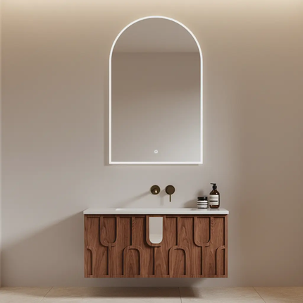 Artistic Design Bathroom Vanity Set – Wall-Mounted, Smart Mirror, Plywood Cabinet, Ceramic Basin, Water Resistant
