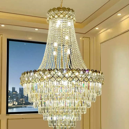 American Leaf Pendant Lights Gold Luxury Designer Villa Hotel Living Room Decorative Lamp Modern Crystal Led Chandelier