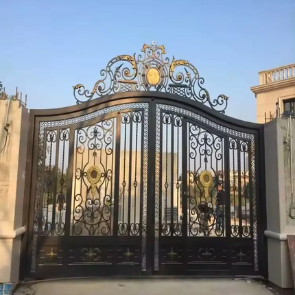 Luxury Smart Villa Main Gate Wrought Iron Anti-Rust Driveway Gate For House