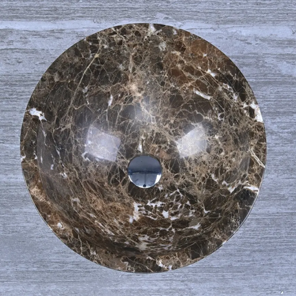 Modern Polished Dark Brown Marble Bathroom Sink For Hotel Use With Unique Shape