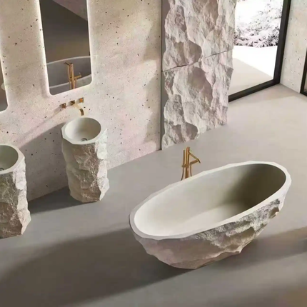 Special Design Freestanding Soaking Tub Portable Artificial Stone Bathtub For Hotels And Bathrooms