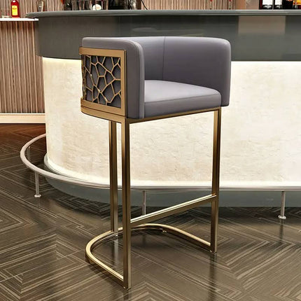 Modern Velvet Bar Stool with Gold Metal Frame For Hotel and Commercial Use