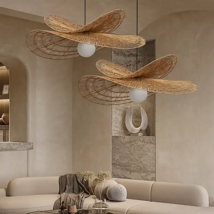 Ceiling Hanging Fixture Home Decoration Living Room Rattan Handcraft Designer Home Wicker Bamboo Pendant Lamp