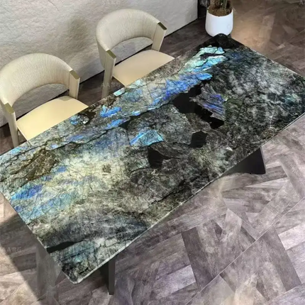 Italian Light Luxury 10-Seater Rectangular Dining Table – Venetian Brown Marble Altar Design, Premium Furniture for Home