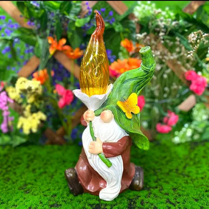 Outdoor Solar Garden Decorative Lights Cute Gnome Resin Statue Landscape Lamp For Yard Lawn Patio Pathway Decoration