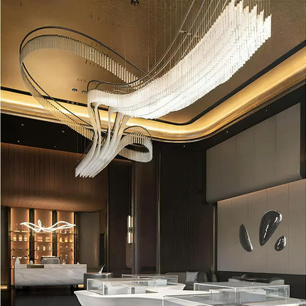 Nordic Modern Luxury Glass Chandelier Light Long Custom Indoor Decor For Hotel Lobby Bar Villa Stair Hall Chandeliers