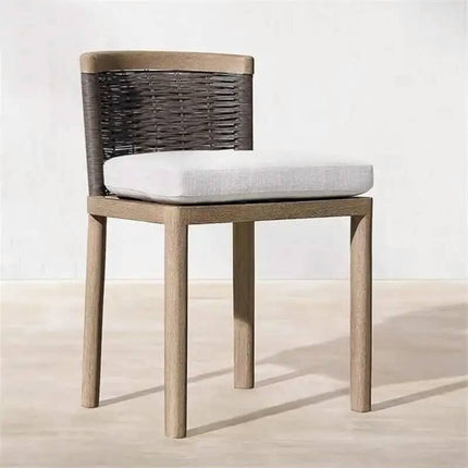 Luxury Resort Leisure Teak Wood All Weather Patio Outdoor Furniture Wicker Weaving Teak Sofa