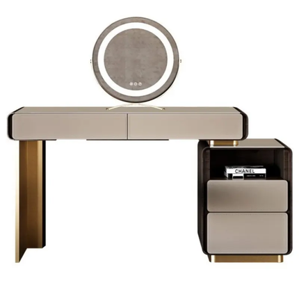 Luxury Modern Wooden Dressing Table Set With Lighted Mirror and Stool for Hotel Bedroom