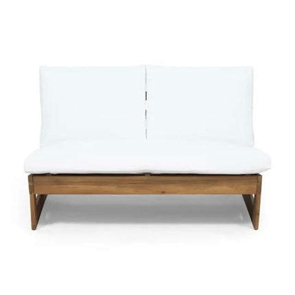 Modern Teak Outdoor Sofa Set with Durable Wood Frames Weather-Resistant Cushions for Parks Patios Balconies (4 Seating Capacity)