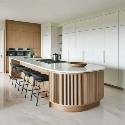 Modern Luxury Matte Black Laminated Kitchen Worktop Island Table Modular Kitchen Cabinet With Storage