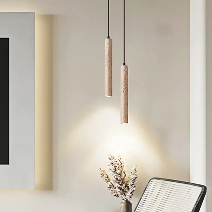30CM Wabi Sabi LED Pendant Light Yellow Travertine for Dining Kitchen Restaurant Bar Table Bedroom Bedside Stone Hanging Lamp