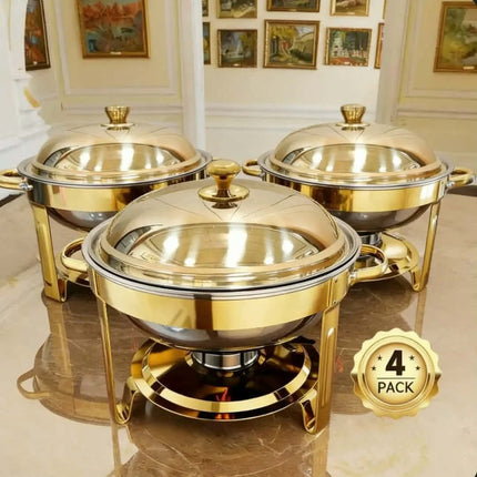 5.5L Gold Stainless Steel Round Food Warmer Buffet Set Food Warner Buffet Chafer Chafing Dish For Hotel Catering