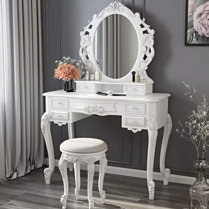 New Design Modern Luxurious Wood Dressing Table Cabinet With Lighted Mirror And Storage For Bedroom Coiffeuse