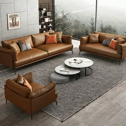 Light Luxury Orange Grain PU Leather Office Reception Sofa Seat Modern Design Style for CEO Room Hot Sales Furniture For  Schools