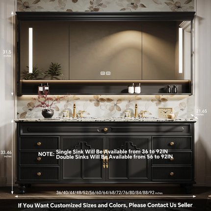 French retro bathroom vanity with ceramic basin and smart mirror Eco-friendly storage for hotel & villa bathrooms