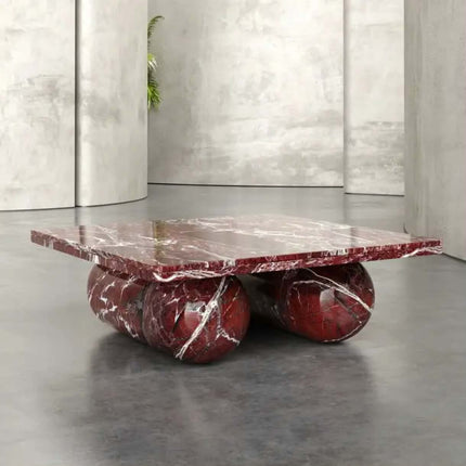 Rosso levanto marble coffee table Italian vintage style natural Stone table for living room