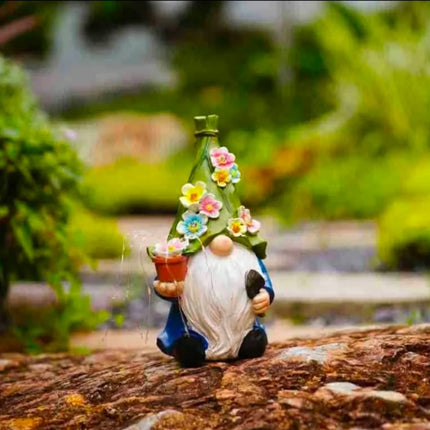 Solar-Powered Hand-Painted Resin Garden Gnome Figurine With Cartoon Design For Gardens Courtyards Living Room & Balconies