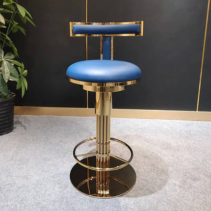 Top Grade Luxury Stainless Steel Home Bar Furniture Adjustable Height Bar Stool Golden Revolving Bar Chair