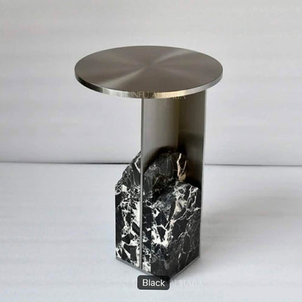 OEM ODM Modern Travertine Natural Marble Stainless Steel Side Table Extendable For Home Office or Living Room Furniture