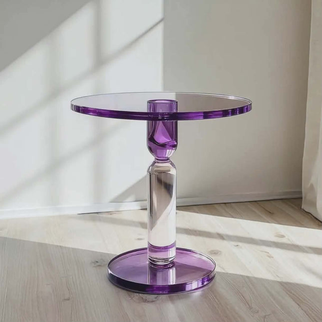 Modern Round Gradient Acrylic Coffee Table – Transparent Elegant Design, Ideal Glass-Like Furniture for Living Room Home Use