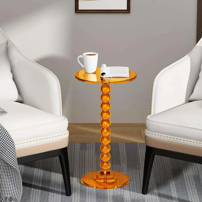 Acrylic Round Top with Solid Post Side Table Balcony Coffee End Table