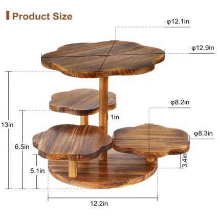 4 Tier Round Cupcake Tower Stand Wooden Cake Stand Rustic Cupcake Stand